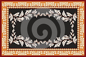 Persian Carpet or Iranian Carpet Traditional Design Oriental Damask Floral Embroidery Design for Carpets. photo